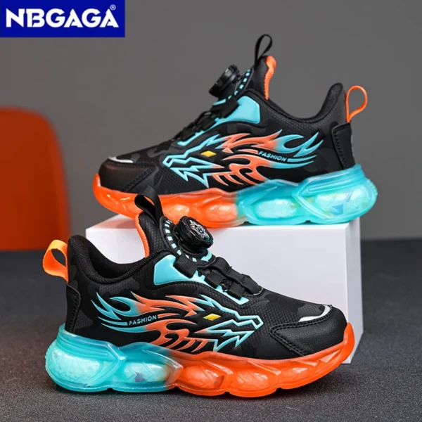 New Anti-skid Leather Kids Sneakers for Boys Running Walking Lightweight Casual Shoes With Fashion Dragon Pattern Size 28-39