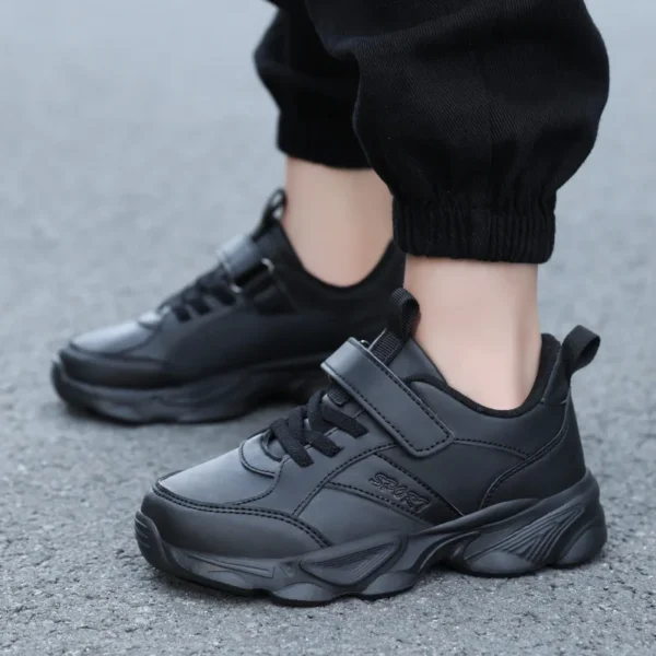 Children Shoes Kids Casual Sneakers Black Pu Leather Sports Shoes for Boy Girls White Shoes School Running Tennis Sneaker - Image 4