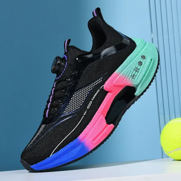 Mens Sports Running Shoes Rotating Knob Hollow Support Wear-resistant Breathable Tennis Shoes Mesh Comfortable Sneakers Man - Image 3