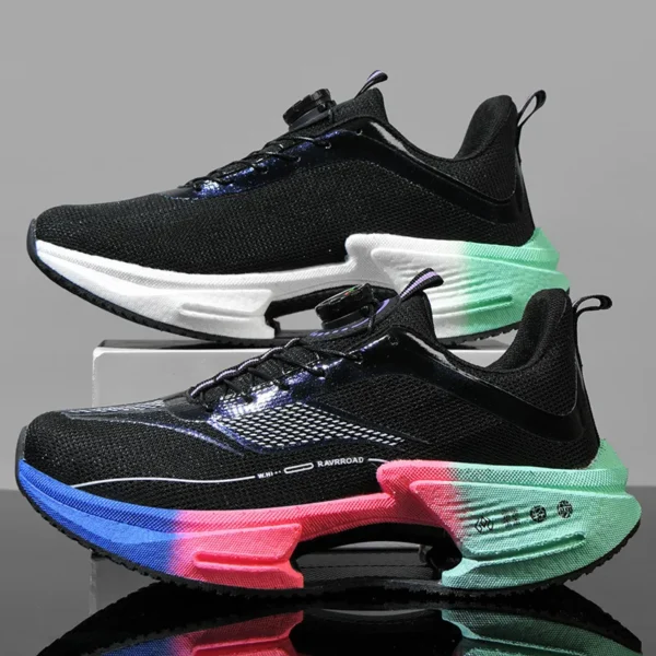 Mens Sports Running Shoes Rotating Knob Hollow Support Wear-resistant Breathable Tennis Shoes Mesh Comfortable Sneakers Man - Image 4