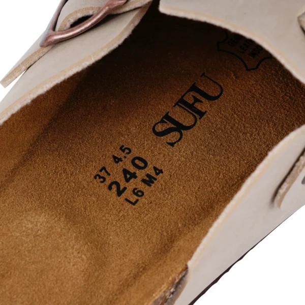 SUFU Leather Birkenstocks Women's New All-in-one Flat Slip-on Beanie Shoes Women Wear Vintage Single Shoes - Image 5