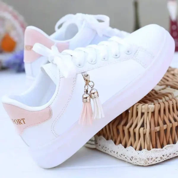 Women Sneaker Breathable Students Casual Shoes Sports for Girl Flat Mesh White Shoes - Image 2