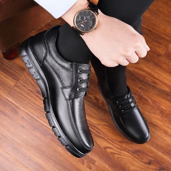 Hot Sale Men Genuine Leather Casual Shoes Soft Sole Lace-up Luxury Brand Middle-aged Old Man Dad Lightweight Loafers Shoes - Image 3