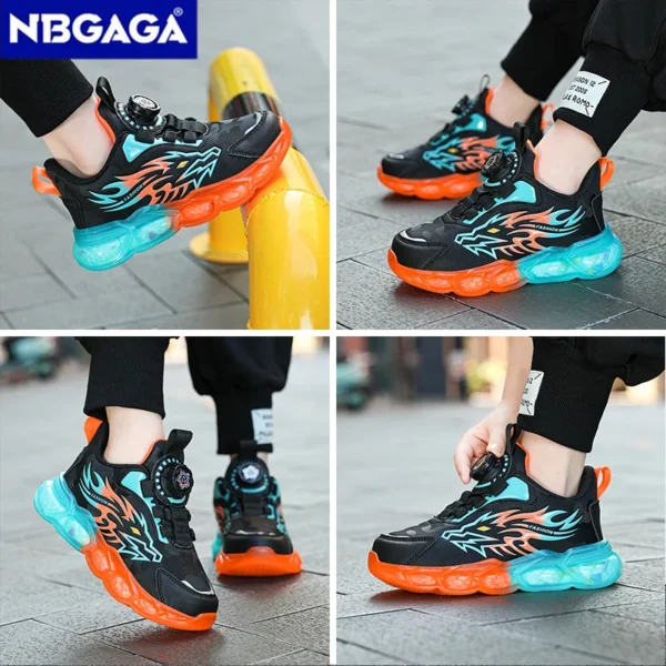 New Anti-skid Leather Kids Sneakers for Boys Running Walking Lightweight Casual Shoes With Fashion Dragon Pattern Size 28-39 - Image 3