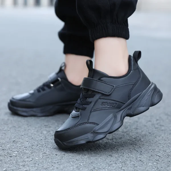 Children Shoes Kids Casual Sneakers Black Pu Leather Sports Shoes for Boy Girls White Shoes School Running Tennis Sneaker - Image 3