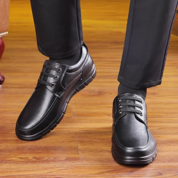 Hot Sale Men Genuine Leather Casual Shoes Soft Sole Lace-up Luxury Brand Middle-aged Old Man Dad Lightweight Loafers Shoes - Image 5