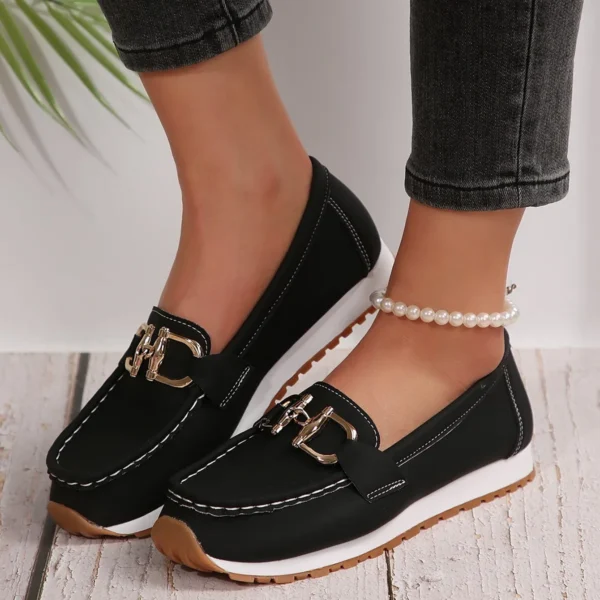 Summer Hollow Out New Style Pu Leather Driving Loafers for Middle Aged & Elderly Women, Soft Bottom Wedge Heels Loafers