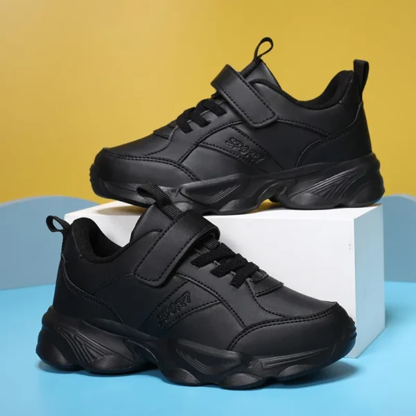 Children Shoes Kids Casual Sneakers Black Pu Leather Sports Shoes for Boy Girls White Shoes School Running Tennis Sneaker