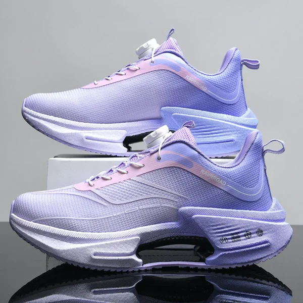 Mens Sports Running Shoes Rotating Knob Hollow Support Wear-resistant Breathable Tennis Shoes Mesh Comfortable Sneakers Man - Image 2