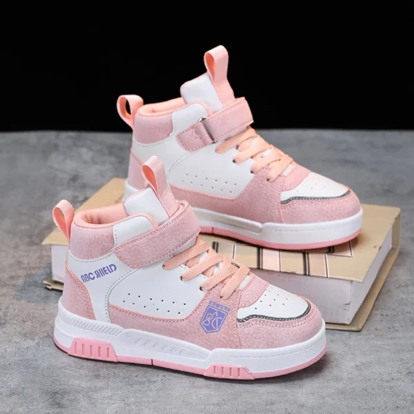 Kids Board Casual Shoes High Top Boys Girls Sneakers Leather Waterproof Non-slip Sport Shoes Children Toddler Casual Shoes 28-39 - Image 2