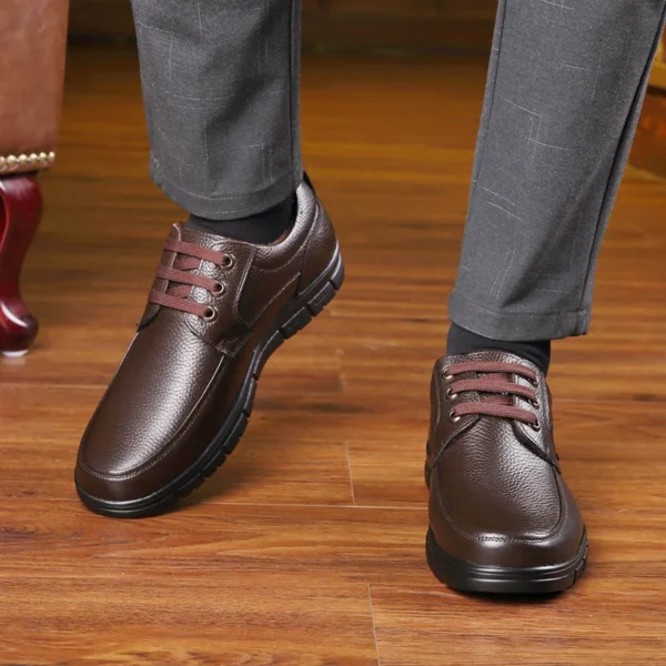 Hot Sale Men Genuine Leather Casual Shoes Soft Sole Lace-up Luxury Brand Middle-aged Old Man Dad Lightweight Loafers Shoes - Image 4