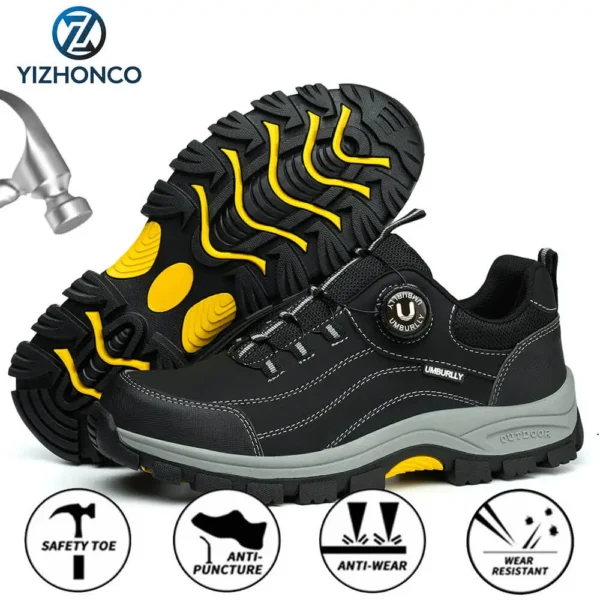 YIZHONCO Men's safety shoes Mesh Upper BOA Lightweight Steel Toe Anti Slip CE Men's safety shoes