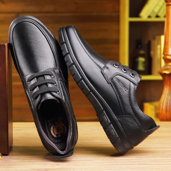 Hot Sale Men Genuine Leather Casual Shoes Soft Sole Lace-up Luxury Brand Middle-aged Old Man Dad Lightweight Loafers Shoes - Image 2